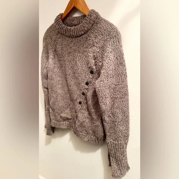 Zara Black & Tan Crew Neck Button Sweater Size L - Picture 4 of 9